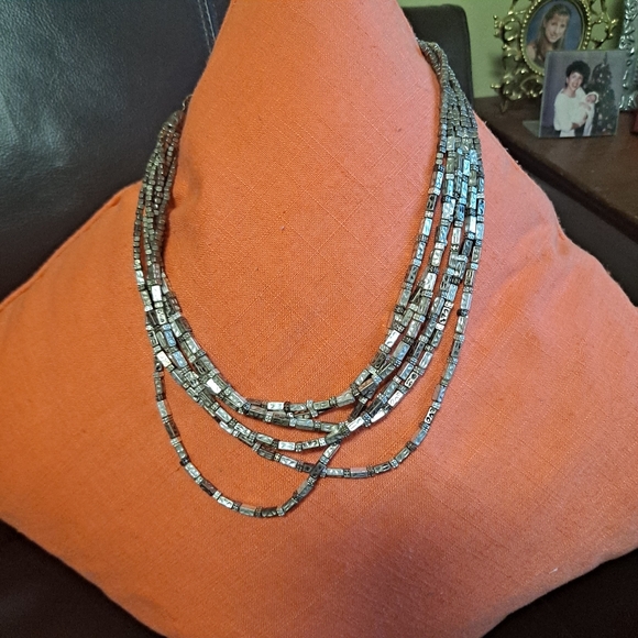 Chico’s 6 Strand Silver Tone Necklace - Picture 2 of 4